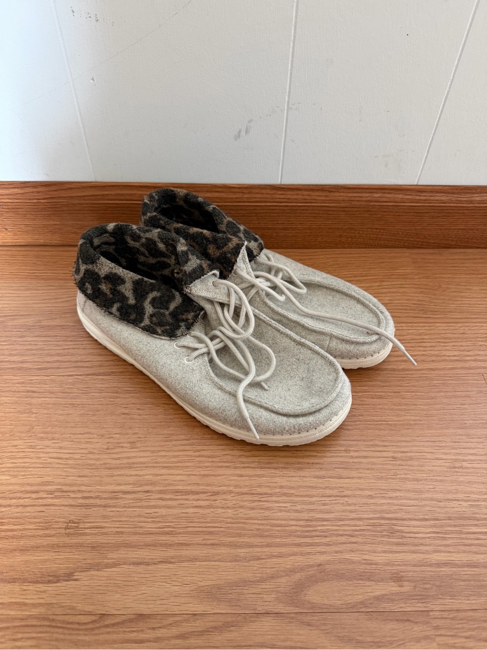 Hey Dude Cream Moccasin with Leopard Cuff